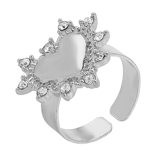 YUGSHNKFC Romance Heart Water Drop Zirkon Schmuckset Mit Halskettenohrringen Und Ringen Accessoire Für Modische Damen Trendy Damenschmuck von YUGSHNKFC