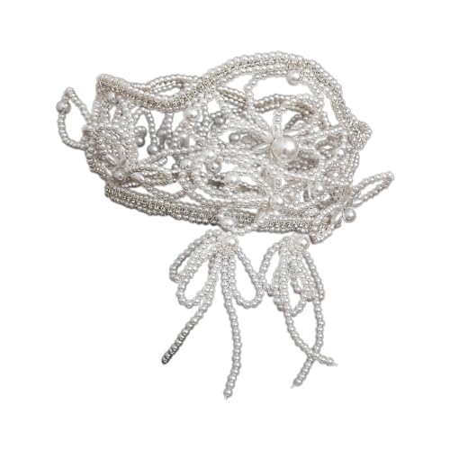 YUGSHNKFC Schmuck-Set mit schillernden Perlen, elegantes Brautschmuck-Set, Diademe und Ohrringe, Krone, Stirnband für Hochzeit von YUGSHNKFC