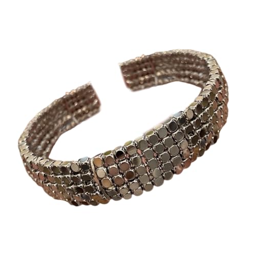 YUGSHNKFC Silber Open Manschettenarmband Set Open Manschettenknopf Für Frauen Mit Perlendesign Und Komfortable Verstellbare Passform von YUGSHNKFC