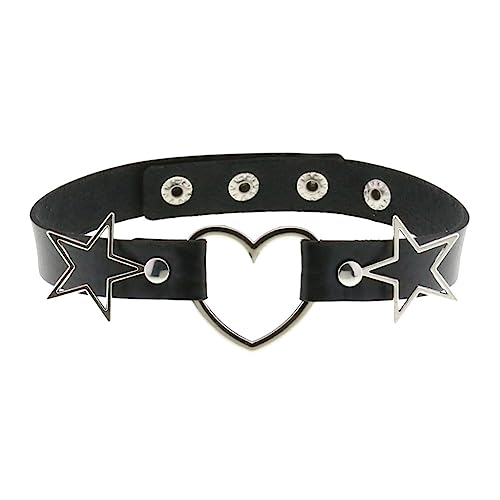 YUGSHNKFC Star – Lederhalsband für Damen, süßer, cooler Trend, Halsband, Halskette, Punk, dunkles Accessoire, Schmuck, PU-Leder und Metall-Zubehör von YUGSHNKFC