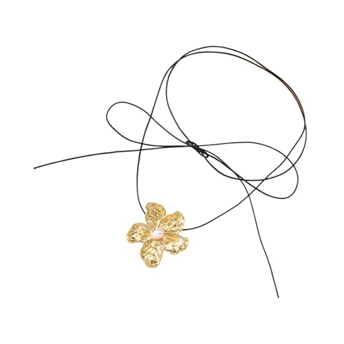 YUGSHNKFC Stilvolle Damen-Halskette mit eleganten Perlen, Blumen, verstellbares Kettenzubehör für Komfort und Vielseitigkeit, Perlen-Blumen-Halskette, Einheitsgröße, Wie beschrieben, Wie beschrieben von YUGSHNKFC