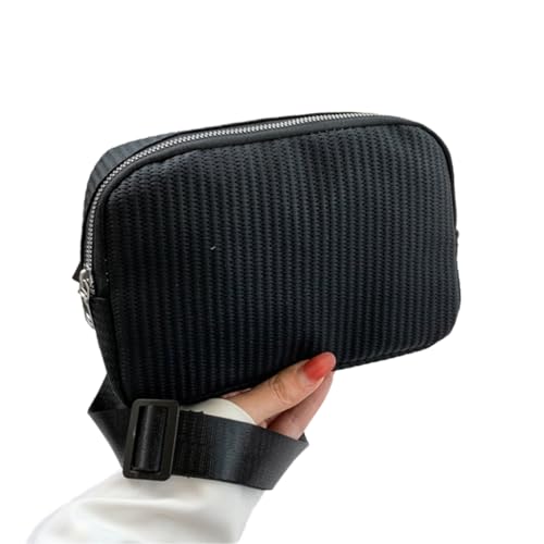 YUGSHNKFC Stilvolle Nylon Bauchtasche Leicht & Praktisch Brusttasche Bauchtasche für Damen Herren für Laufen Trekking & Gym Workouts, Schwarz , Umhängetasche von YUGSHNKFC