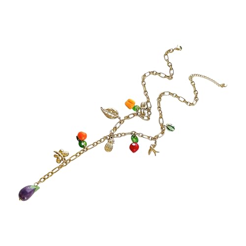 YUGSHNKFC Stilvolle Y-Ketten-Halskette, Obst-inspirierter Anhänger, Edelstahl-Schlüsselbeinkette für Outdoor-Aktivitäten, Geschenk, lebendiger Schmuck für Frauen von YUGSHNKFC