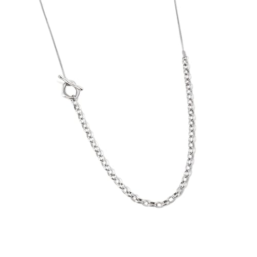 YUGSHNKFC Stilvolle lange Pullover-Halskette, modische OT-Schnalle, Pulloverkette, Edelstahl-Halskette für den täglichen und lässigen Gebrauch, Edelstahl von YUGSHNKFC