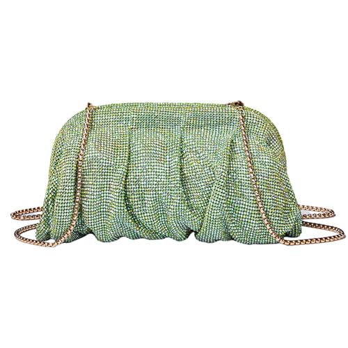 YUGSHNKFC Strassabosen Abendbeutel Plissee Lady Geldbeutel Party Bankett Hochzeitsklüftungen Für Frauen Mädchen Cocktail Crossbody Umhängetasche Klappbare Geldbörse von YUGSHNKFC