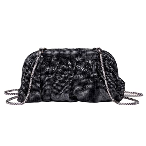 YUGSHNKFC Strassabosen Abendbeutel Plissee Lady Geldbeutel Party Bankett Hochzeitsklüftungen Für Frauen Mädchen Cocktail Crossbody Umhängetasche Klappbare Geldbörse von YUGSHNKFC