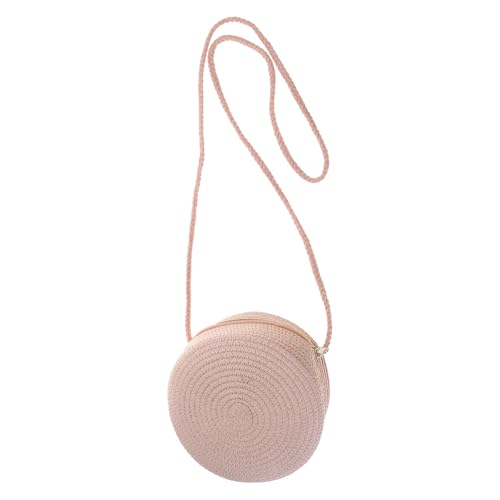 YUGSHNKFC Stroh Gewebter Beutel Handgewebtes Schulterminderer Farbe Runde Crossbody Taschen Für Girl Beach Großkapazität Handy Natürlicher Faserbeutel von YUGSHNKFC