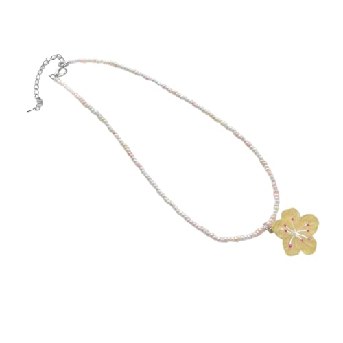 YUGSHNKFC Styles Tiny Blumen Perlen Halskette Lebendige Farben Handgefertigter Harzschmuck Für Lässige Outfits Leichter Harz Perlen Modeschmuck von YUGSHNKFC
