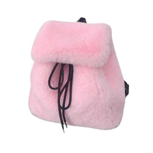 YUGSHNKFC Trendy Weich Pelziger Plüschiger Warmer Rucksack Fuzzy Klappenschutztasche Mit Kordelstring Für Frauen Und Mädchen Täglich Verwenden Sie Niedliche Pelzige Schultasche von YUGSHNKFC