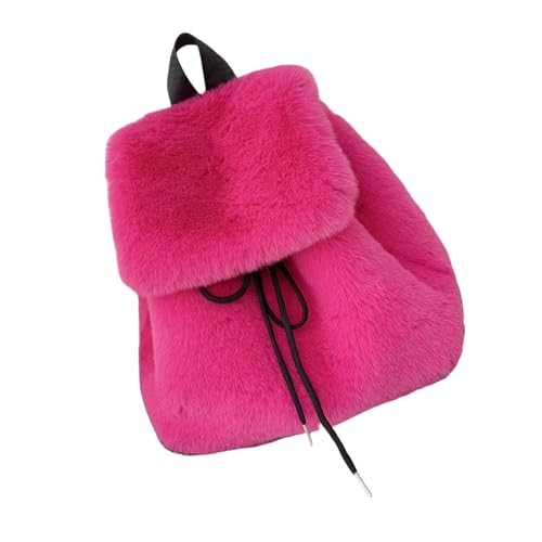 YUGSHNKFC Trendy Weich Pelziger Plüschiger Warmer Rucksack Fuzzy Klappenschutztasche Mit Kordelstring Für Frauen Und Mädchen Täglich Verwenden Sie Niedliche Pelzige Schultasche von YUGSHNKFC
