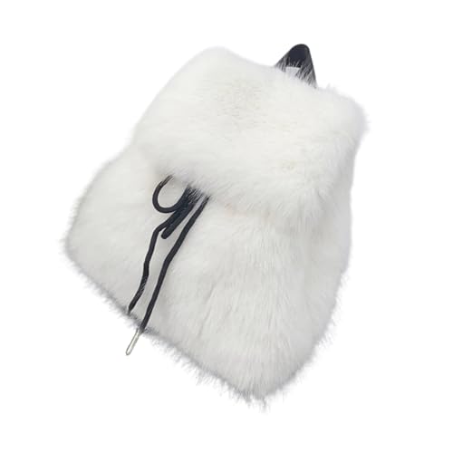 YUGSHNKFC Trendy Weich Pelziger Plüschiger Warmer Rucksack Fuzzy Klappenschutztasche Mit Kordelstring Für Frauen Und Mädchen Täglich Verwenden Sie Niedliche Pelzige Schultasche von YUGSHNKFC