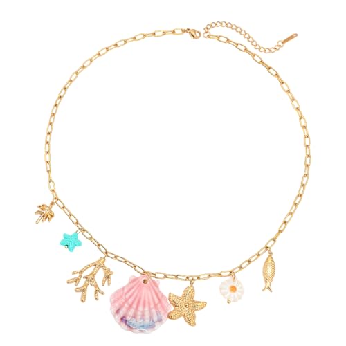 YUGSHNKFC Verstellbare Halskette aus Edelstahl, verstellbare Länge, stilvoller Schmuck für Damen, Urlaubsschmuck, Geschenk von YUGSHNKFC