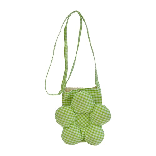 YUGSHNKFC Verstellbarer Crossbody Geldbeutel Blumenprüfbrett Design Geräumiger Umhängetaschen Freundlicher Stoffteich Satchel Für Wmen Girls Praktische Baumwoll Crossbody Tasche Für Mädchen von YUGSHNKFC