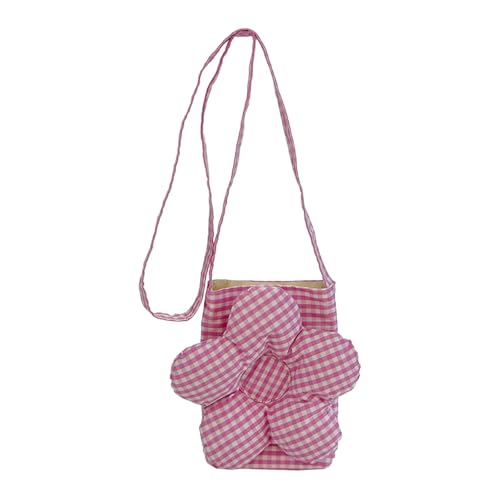 YUGSHNKFC Verstellbarer Crossbody Geldbeutel Blumenprüfbrett Design Geräumiger Umhängetaschen Freundlicher Stoffteich Satchel Für Wmen Girls Praktische Baumwoll Crossbody Tasche Für Mädchen von YUGSHNKFC