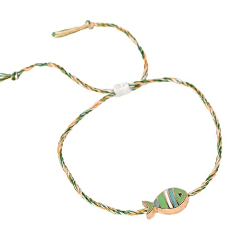 YUGSHNKFC Verstellbarer Fischcharm Geflochtene Armbänder Mit Legierungsöl Pendellanter Leichter Stilvoller Schmuck Für Frauen Künstlerisch Gewebter Handkettenzubehör von YUGSHNKFC