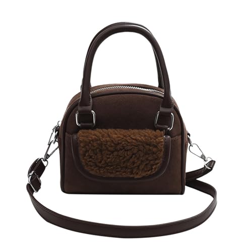 YUGSHNKFC Vintage Crossbody Umhängetasche Kleine Clutch Geldbörse Crossbody Handtasche mit abnehmbarem Schultergurt für Herbst Winter Einzigartiges Patchwork-Muster, Kaffeebraun, One Size von YUGSHNKFC