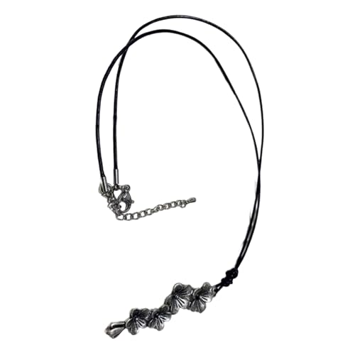YUGSHNKFC Vintage Pflaumenblüte Anhänger Halskette Wachs Seil Halskette Bequeme Schlüsselbein Kette Zubehör für künstlerische Frauen von YUGSHNKFC