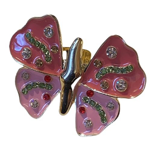 YUGSHNKFC Vintage Schmetterlingsringe Mit Strasssteinen Für Frauen Mode Tropfende Ölfinger Ringe Schmuckparty Accessoire Insektendesign Schmuck Schmuck von YUGSHNKFC