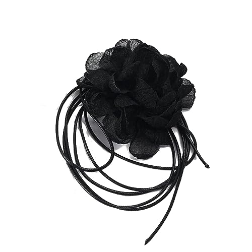 YUGSHNKFC Vintage große Blumen-Choker-Halskette für Frauen, Geschenke, elegante Schnürschnurkette, Halskette, Modeschmuck-Zubehör, Stoff von YUGSHNKFC