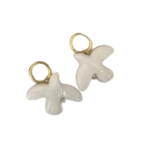 YUGSHNKFC Vintage weiße Taubenzweig Halskette Ohrringe symbolisieren Frieden und Hoffnungen mit stabilen Kordeldesigns für den täglichen Gebrauch, Acryl von YUGSHNKFC