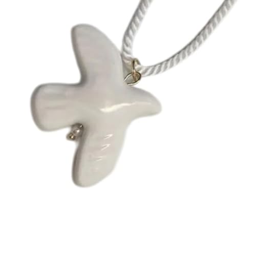 YUGSHNKFC Vintage weiße Taubenzweig Halskette Ohrringe symbolisieren Frieden und Hoffnungen mit stabilen Kordeldesigns für den täglichen Gebrauch, Acryl von YUGSHNKFC