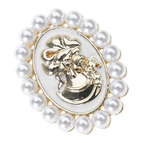 Zarte Kamee-Brosche mit Strasssteinen, Antik-Anstecknadel für Schal, Geldbörse, Hut, Verzierung, Modeschmuck, elegantes Accessoire, Retro-Kamee-Brosche mit Perlen-Akzent, Large, Wie beschrieben von YUGSHNKFC