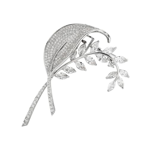 Zarte Legierung Brosche mit Zirkonia Funkelnden Zirkonia Inlayed Ginkgos Blatt Brosche Pin mit elegantem funkelndem Finish, Metall von YUGSHNKFC