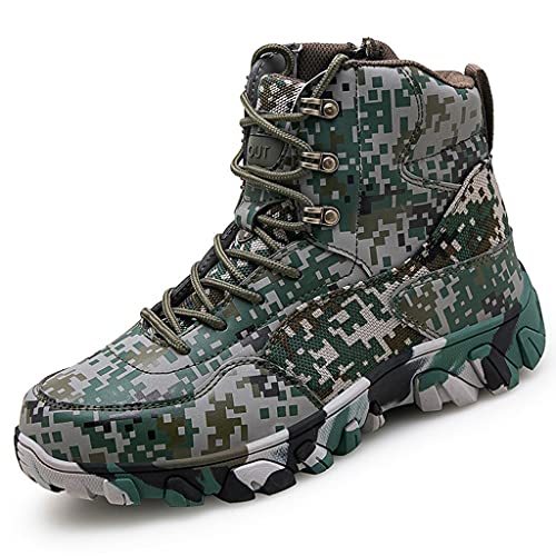 YUHAI Taktische Stiefel Herren Militär, Schnürung Wildleder rutschfeste Verschleißfeste Kampfstiefel Wanderschuhe Camouflage Trekking Schuhe, Camouflage-42(UK 8.5) von YUHAI