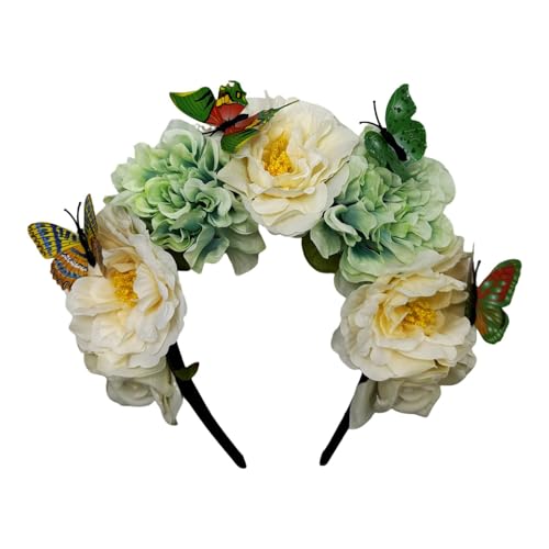 Blumen-Cosplay-Stirnband für Mädchen, verstellbar, ethnischer Haarreif, Hochzeit, Party, Braut, Haarschmuck, Barock-Stirnband, Hochzeit, Barock-Stirnbänder für Damen von YUHANGCIYE