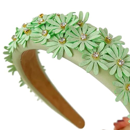 Blumen-Haarband, rutschfest, breit, für Damen, Hochzeit, Haarband, Stoff, Blume, Haarreif, elegante Party-Kopfbedeckung, Stoff, Blumen-Haarreif für Frühling von YUHANGCIYE