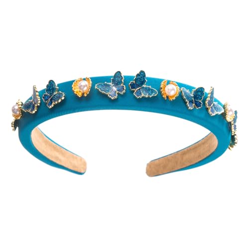 Elegantes HighSkull Haarband mit Schmetterlingen, Nieten, französischer Haarreif für weibliche Haarstyling, Ornamente, Mädchen, Geschenk, gepolsterter Haarreifen von YUHANGCIYE