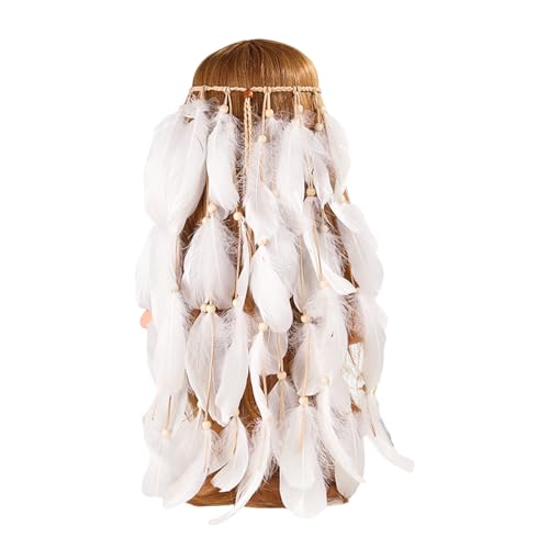 Ethnische Stirnbänder mit Federn und Perlen, einzigartiger Haarreifen für Damen und Mädchen, Reisen, Fotografie, Rollenspiel, Stirnbänder für Frauen von YUHANGCIYE