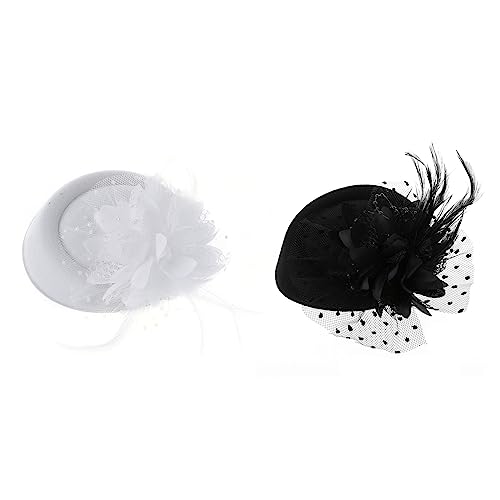 Fascinator für Damen, Netzstoff, Schleier, Blumen, Federn, Perlen, Dekoration, Haarspangen, Hochzeit, Braut, Cocktail, Kopfbedeckung, Haarband von YUHANGCIYE