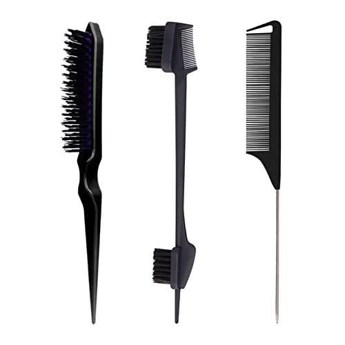 Friseurkantenbürste, doppelseitig, 7,6 cm, 1 Bürste für Baby-Friseursalon, Haarbürsten, Werkzeug, Bürstenkamm-Set für Frauen, Augenbrauen Entwirrer, Trimmer, Schere, Entwirrung, doppelt von YUHANGCIYE