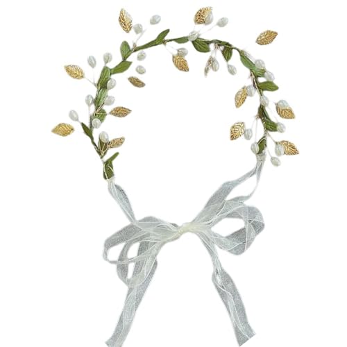 Goldenes Blatt-Stirnband für Kinder, Frühlingsfotografie, ethnischer Haarreif, Hochzeit, Party, Blumenmädchen, Haarband, Hochzeit, Kopfschmuck für Braut von YUHANGCIYE