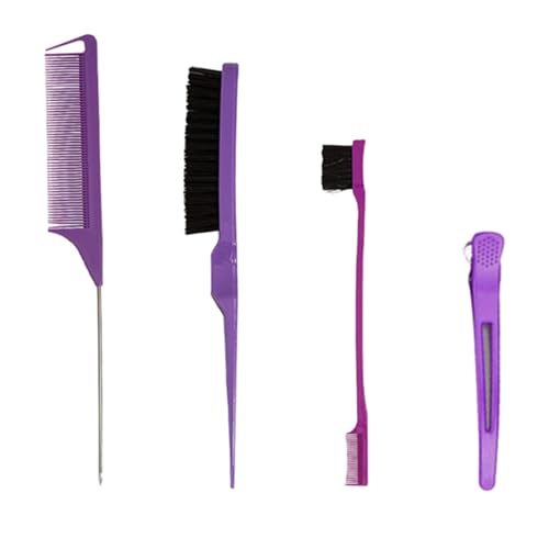 Haarbürsten-Set, glatte Rückseite, Haarbürste, Haarbürste, Kamm für Damen und Kinder, Haarbürste, glatte Rückseite, doppelseitig, glatte Rückseite, 4 Stück von YUHANGCIYE