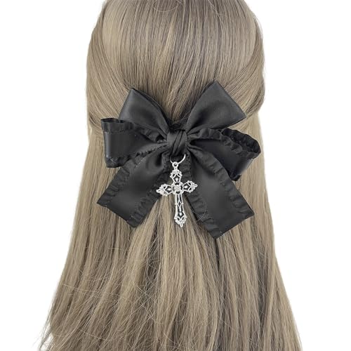 Subkulturen Haarspange mit Kreuzschleifen für Mädchen, große Haarschleifen, Gothic-Haarspange, elegante Haarstyling-Dekoration, Haar-Accessoires von YUHANGCIYE