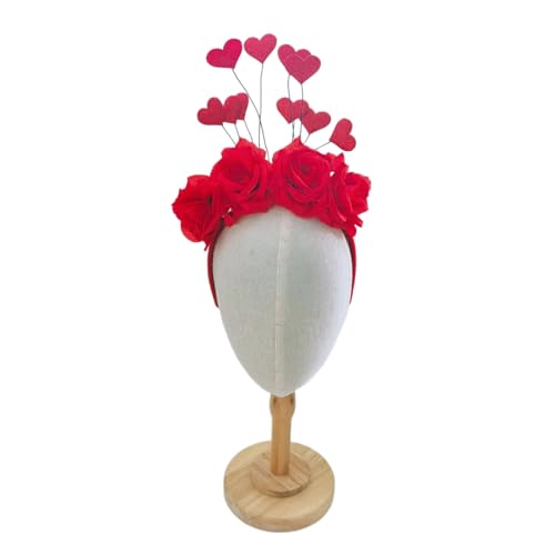 Valentinstags-Stirnband für Damen mit Herz-Blume, zarte Stirnbänder, rutschfeste Stirnbänder, süße Haarbänder, Abschlussballzubehör, Valentinstags-Stirnbänder für Frauen, Valentinstags-Stirnbänder für von YUHANGCIYE