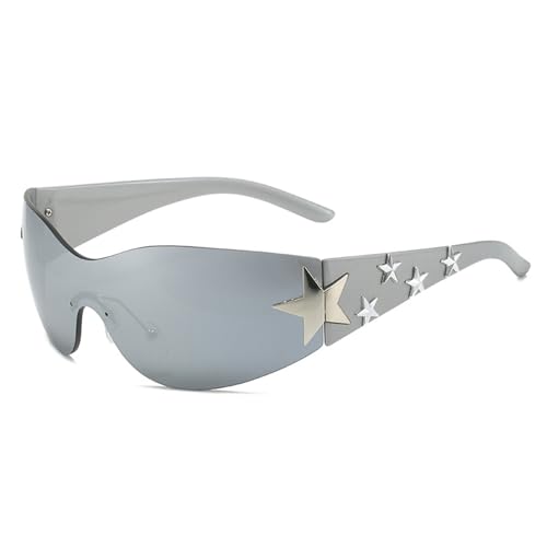 YUHANGCIYE Coole Sonnenbrille für Mädchen und Jungen, Outdoor, Reisen, Futuristen, Sterne, Futuristen, Brillen, Mädchen, Jungen, Schattierungen, Vintage-Sonnenbrille, silber von YUHANGCIYE