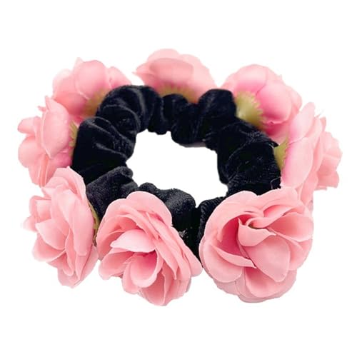 Zarte künstliche Blumen-Haarband, elastische Haargummis, modischer Pferdeschwanz-Halter, ideal für alltägliche Frisuren, Haargummis für Frauen von YUHANGCIYE