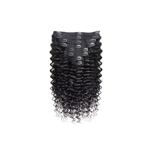 10-26 Zoll Haarverlängerungen Echthaar Brasilianische tiefe Welle Clip in natürliche schwarze Farbe Remy Haar for Frauen Easy Installation and Removal(14inches) von YUHANXINHESHE