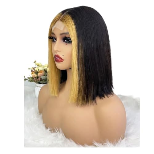 10 Zoll Bob Perücke Echthaar 2x6 Lace Front Perücken Echthaar 250 Dichte for schwarze Frauen Fügt Haarvolumen hinzu(Frontal Highlight) von YUHANXINHESHE
