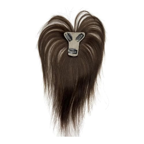 10 Zoll Haarteile for Frauen aus Echthaar, Nahtlose Topper mit Pony 3D Cover Clip in Pony Haarverlänger Fügt Haarvolumen hinzu(Dark Brown) von YUHANXINHESHE