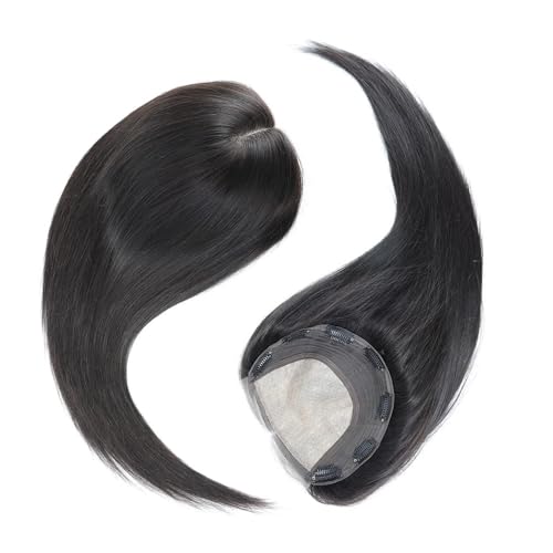 130 Topper Mit Seidenbasis Echtes Menschliches Haar Anklipsen, Größere Basis, Dichte, Natürliche Schwarze Farbe Frauen Dünner Werdendem Haar Fügt Haarvolumen hinzu(22inch) von YUHANXINHESHE