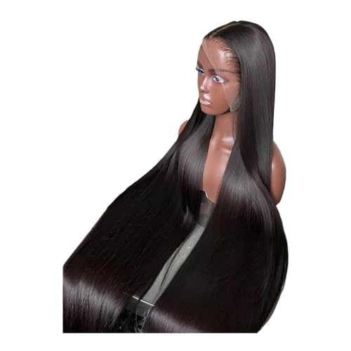 13x4 Lace Front Perücken Echthaar vorgezupft kleberlos natürliche schwarze glatte Perücke for Frauen Fügt Haarvolumen hinzu(150%,28inch) von YUHANXINHESHE