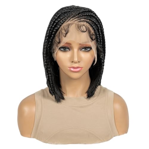 13x4 Lace Frontal Perücken Cornrow Geflochtene Perücken for Schwarze Frauen 12 Zoll Fügt Haarvolumen hinzu von YUHANXINHESHE