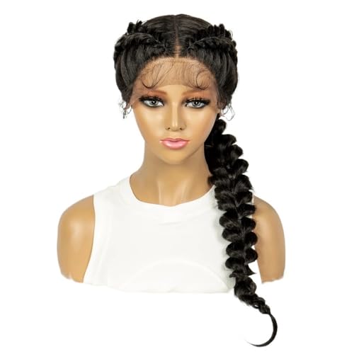13x4x1 Lace Front Geflochtene Perücken Synthetische verworrene lockige Haarperücke for schwarze Frauen Fügt Haarvolumen hinzu von YUHANXINHESHE