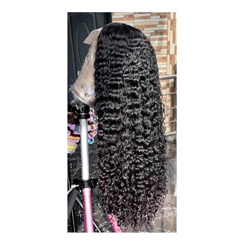 13x6 HD Lace Front Deep Wave Perücken Echthaar vorgezupft 250 Dichte klebefreie Perücke for Frauen Fügt Haarvolumen hinzu(36inch) von YUHANXINHESHE