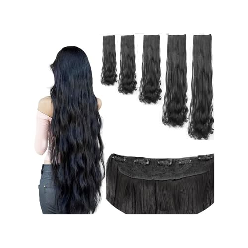 14-40 Zoll langes lockiges Haar synthetische Perücke Verlängerungsclip Haar große Welle 5 Clips unsichtbar natürliches Schwarz nahtlos Damen Easy Installation and Removal(14inches) von YUHANXINHESHE