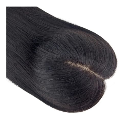 14 Zoll Echthaar-Topper for Frauen mit dünner werdendem Haar, Clip-In-Topper, Seidenbasis, atmungsaktives Haarteil Fügt Haarvolumen hinzu(Natural Black,15x17cm) von YUHANXINHESHE